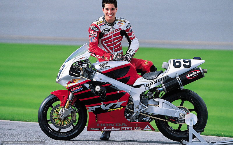 Motorcycle Racer on Bike — Red, Confident