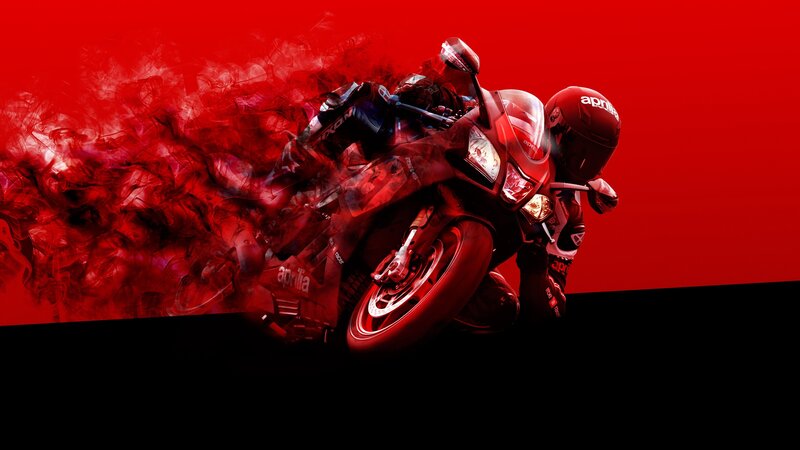 Motorcycle Racer on Bike — Red, Dramatic, Digital Art