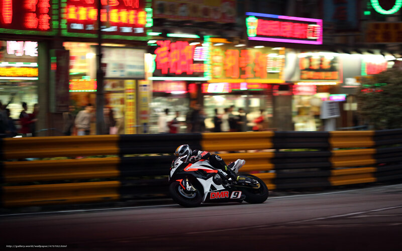 Motorcycle racer on city street
