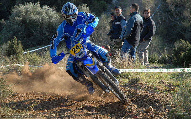 Motorcycle Racer on Dirt — Blue, Action, Afternoon