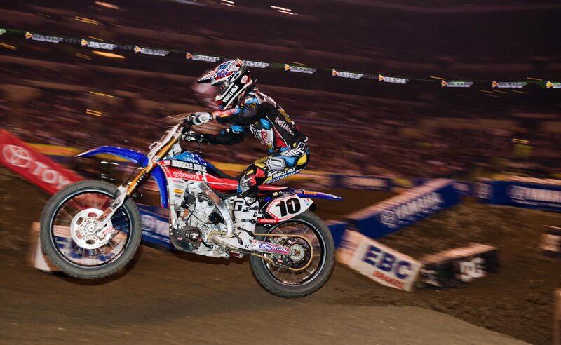 Motorcycle Racer on Dirt — Blue, Dynamic, Night