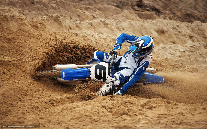 Motorcycle Racer on Dirt — Blue, Dynamic, Photograph