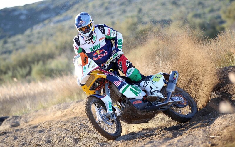Motorcycle Racer on Dirt — Brown
