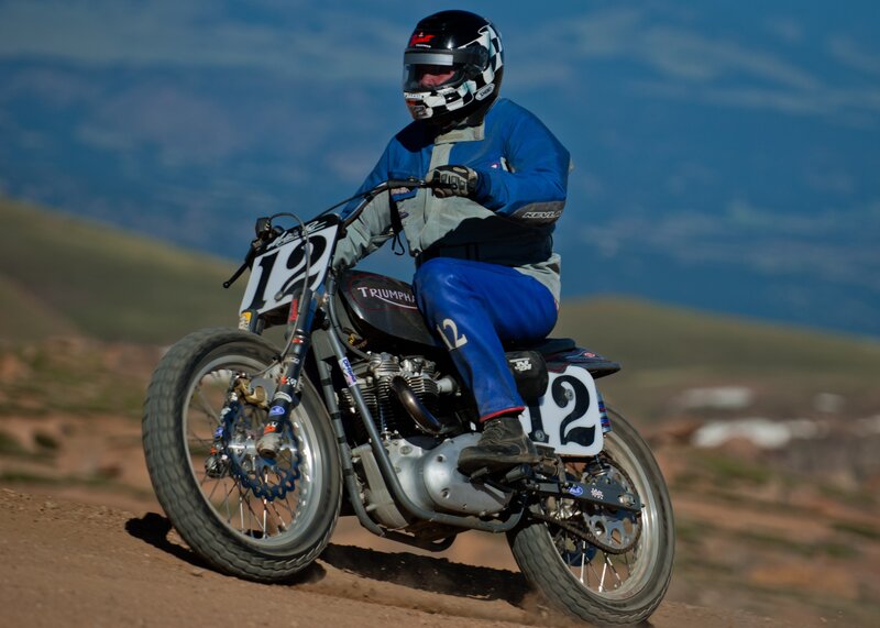 Motorcycle racer on dirt track