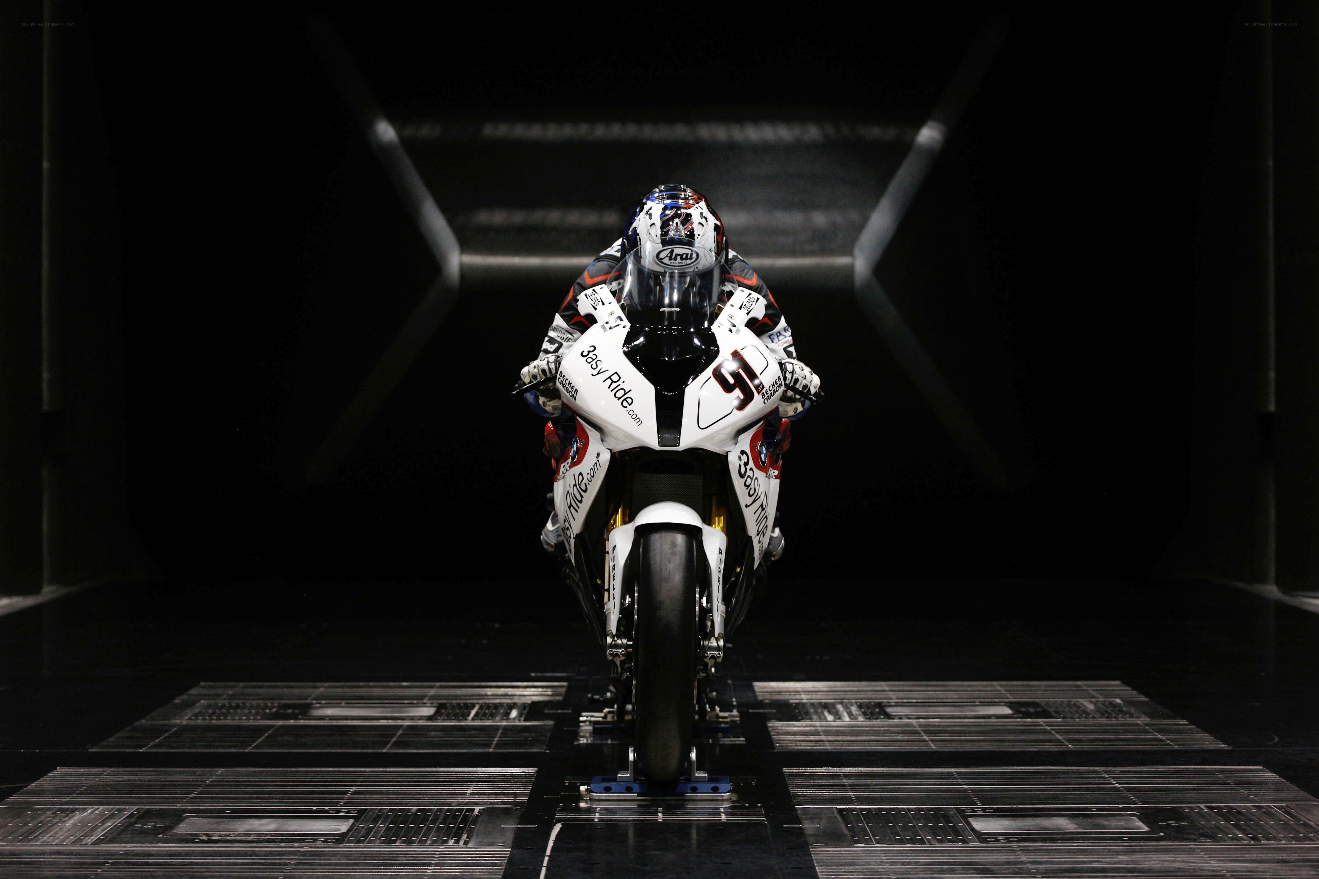 motorcycle racer on display
