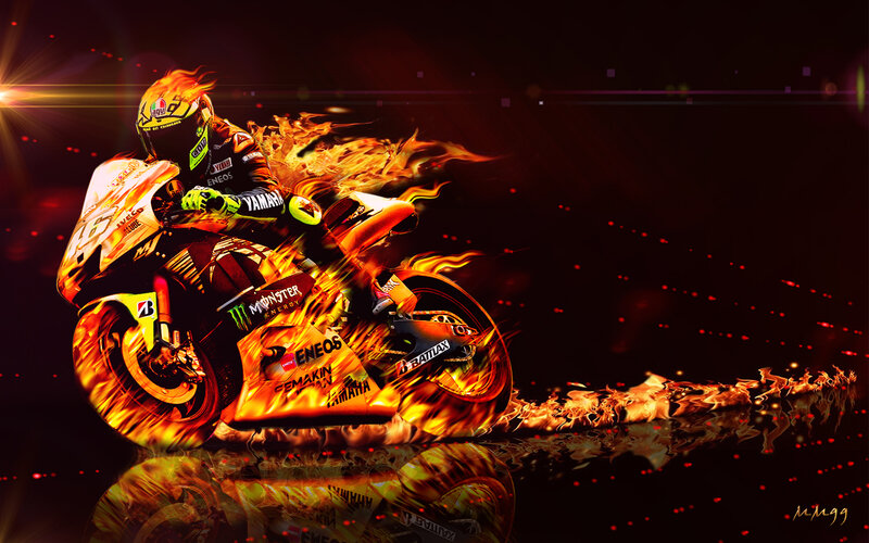 Motorcycle Racer on Fire