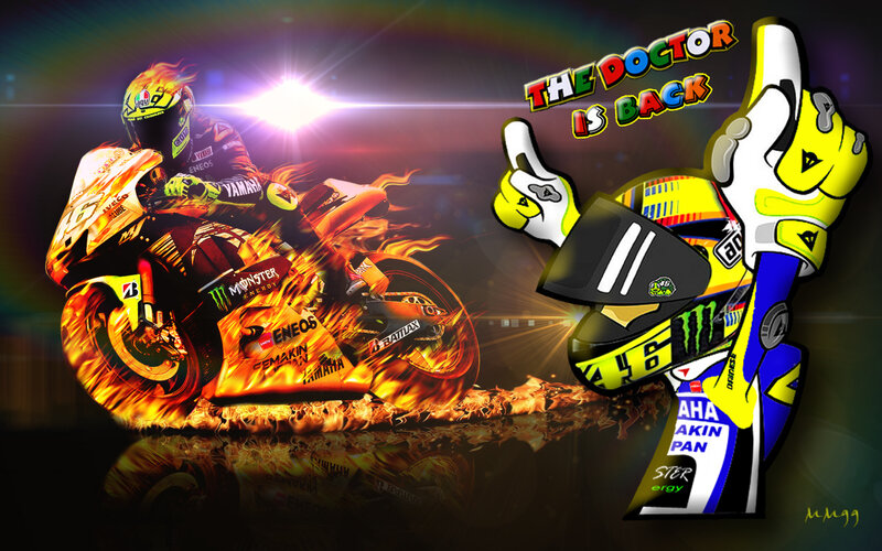 Motorcycle Racer on Fire — Yellow