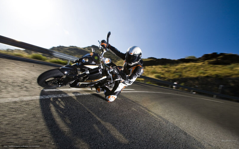 Motorcycle Racer on Road — Black, Dynamic, Afternoon