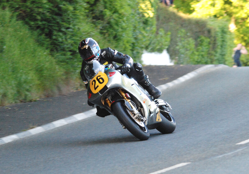 Motorcycle Racer on Road — Gray, Dynamic, Afternoon, Photograph