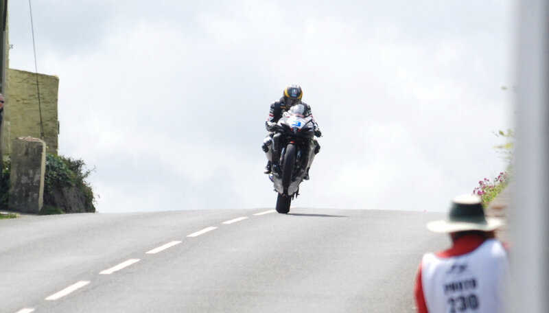 Motorcycle Racer on Road — Gray