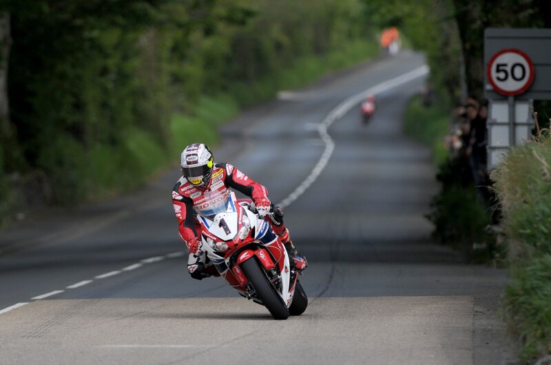 Motorcycle Racer on Road — Red