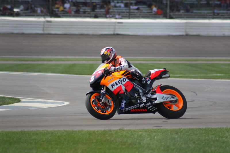 Motorcycle racer on track