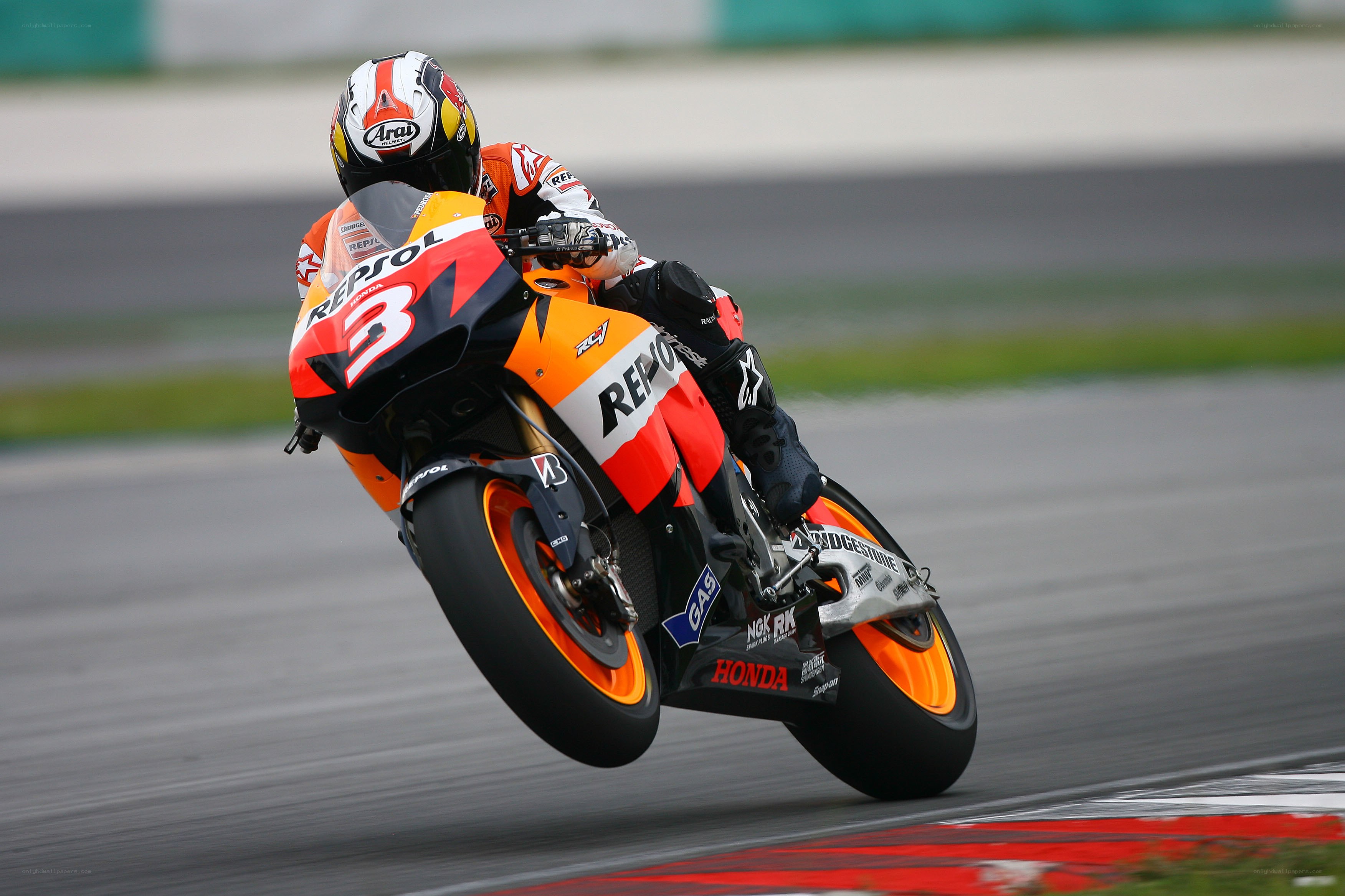 Motorcycle racer on track