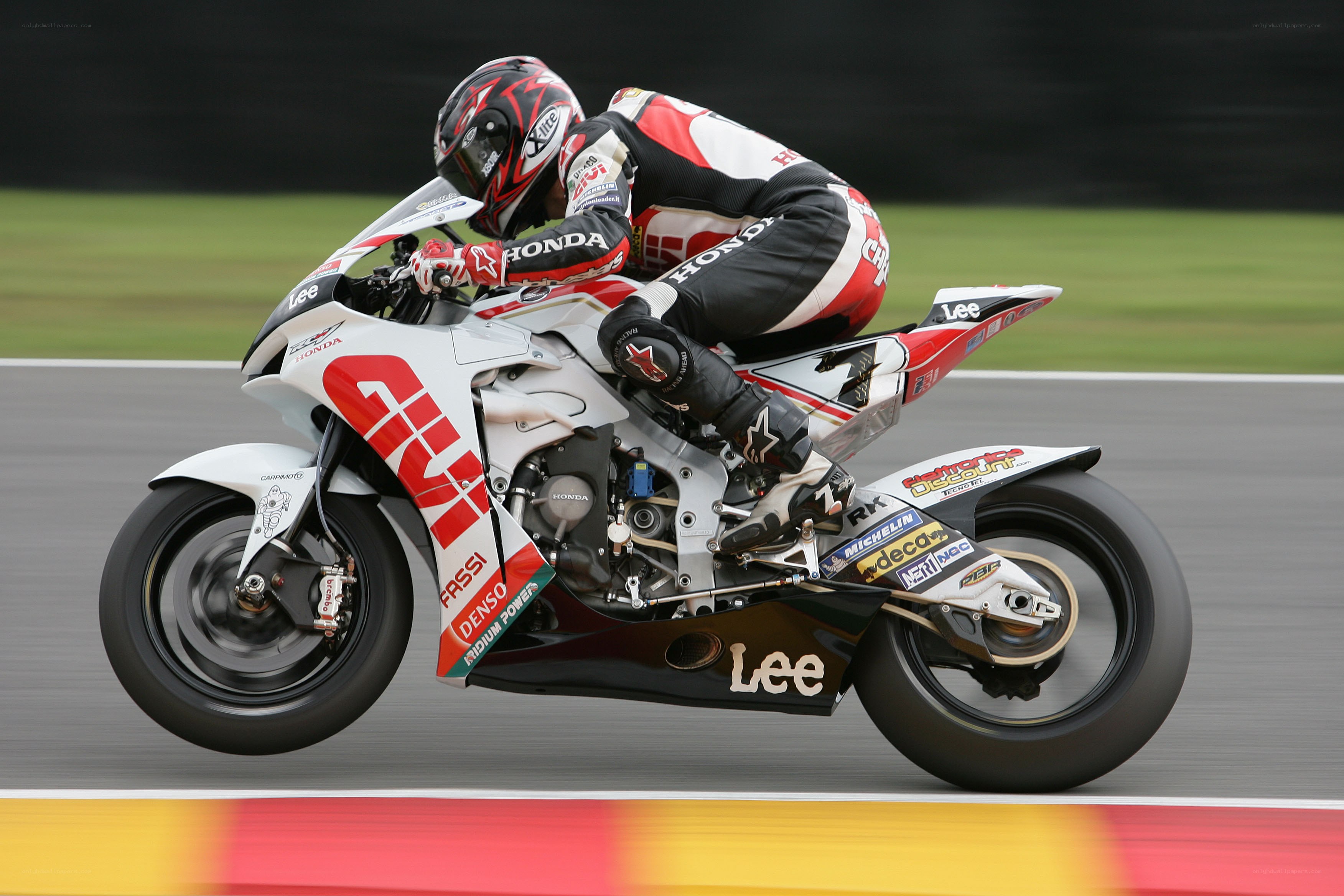 Motorcycle racer on track