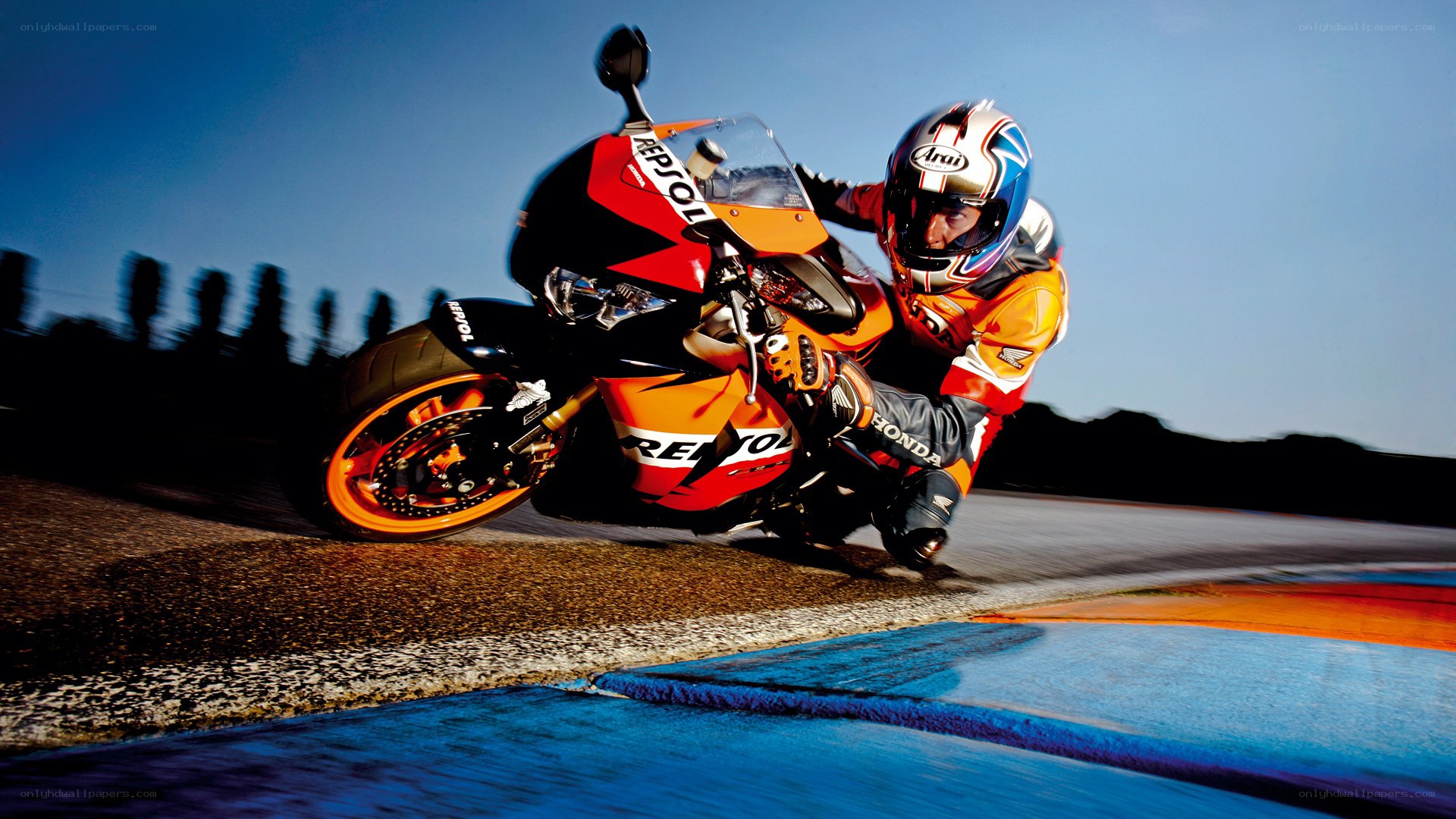 Motorcycle racer on track
