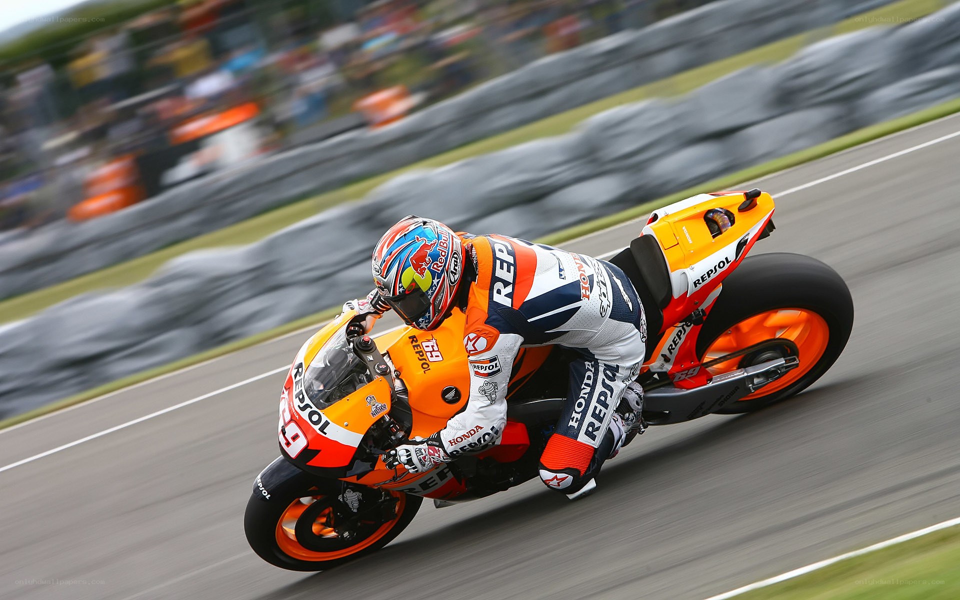 Motorcycle racer on track