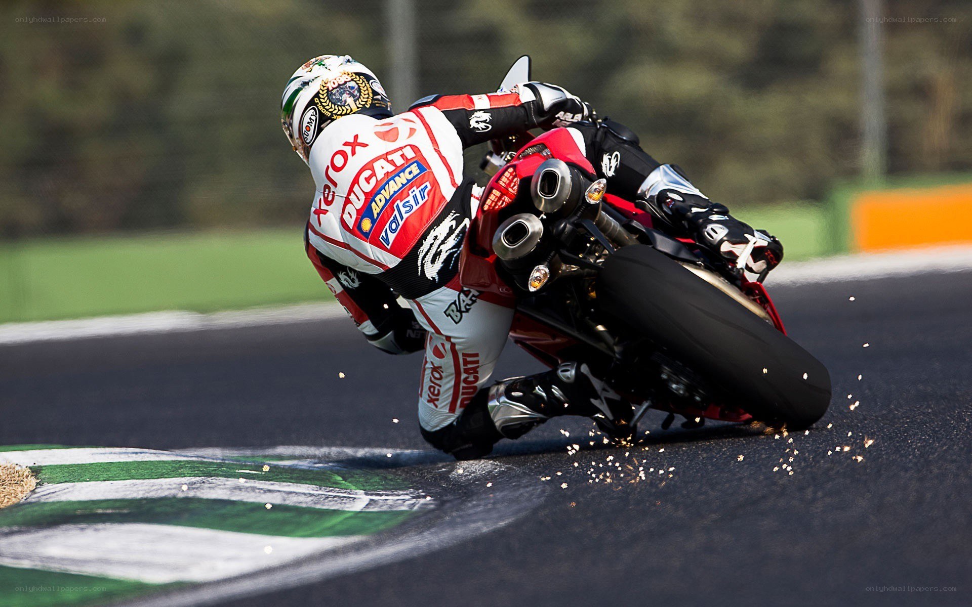 Motorcycle racer on track