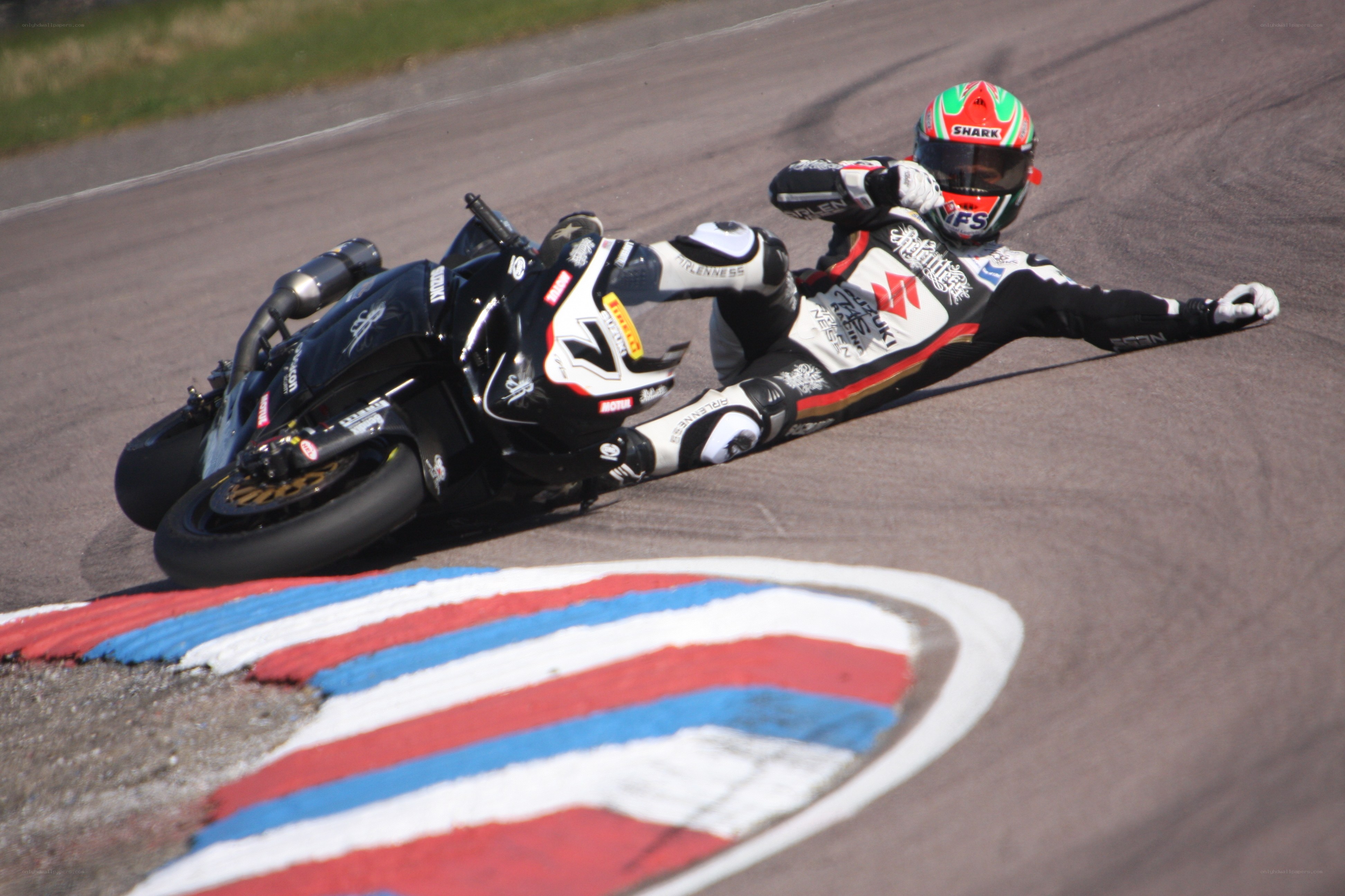 Motorcycle racer on track