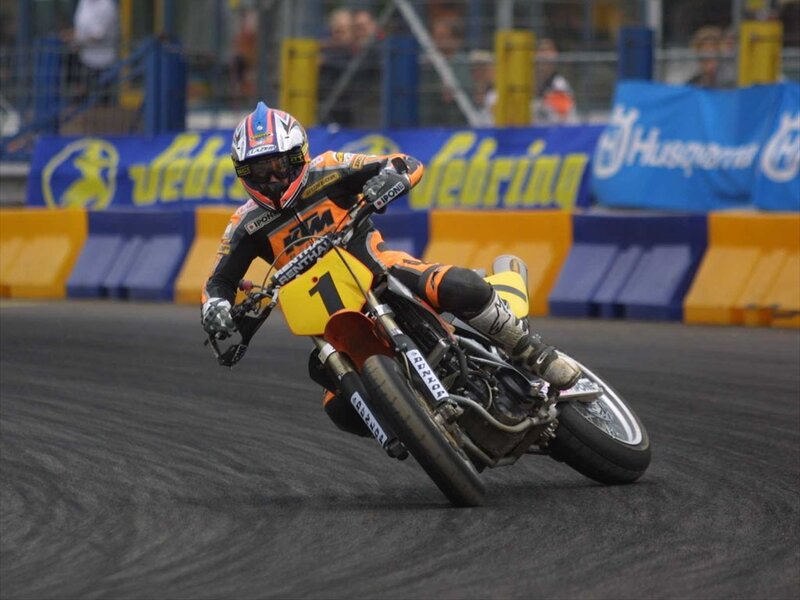Motorcycle racer on track