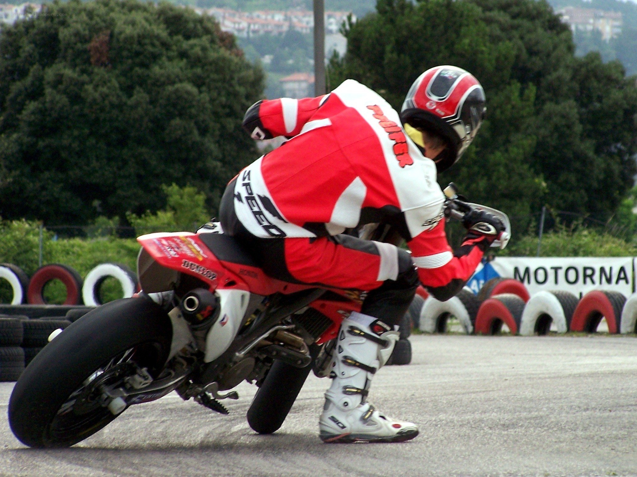 Motorcycle racer on track