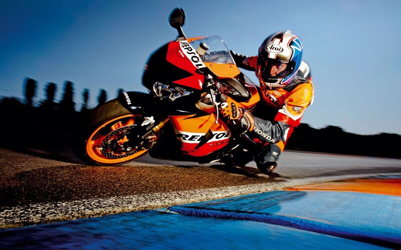 Motorcycle racer on track