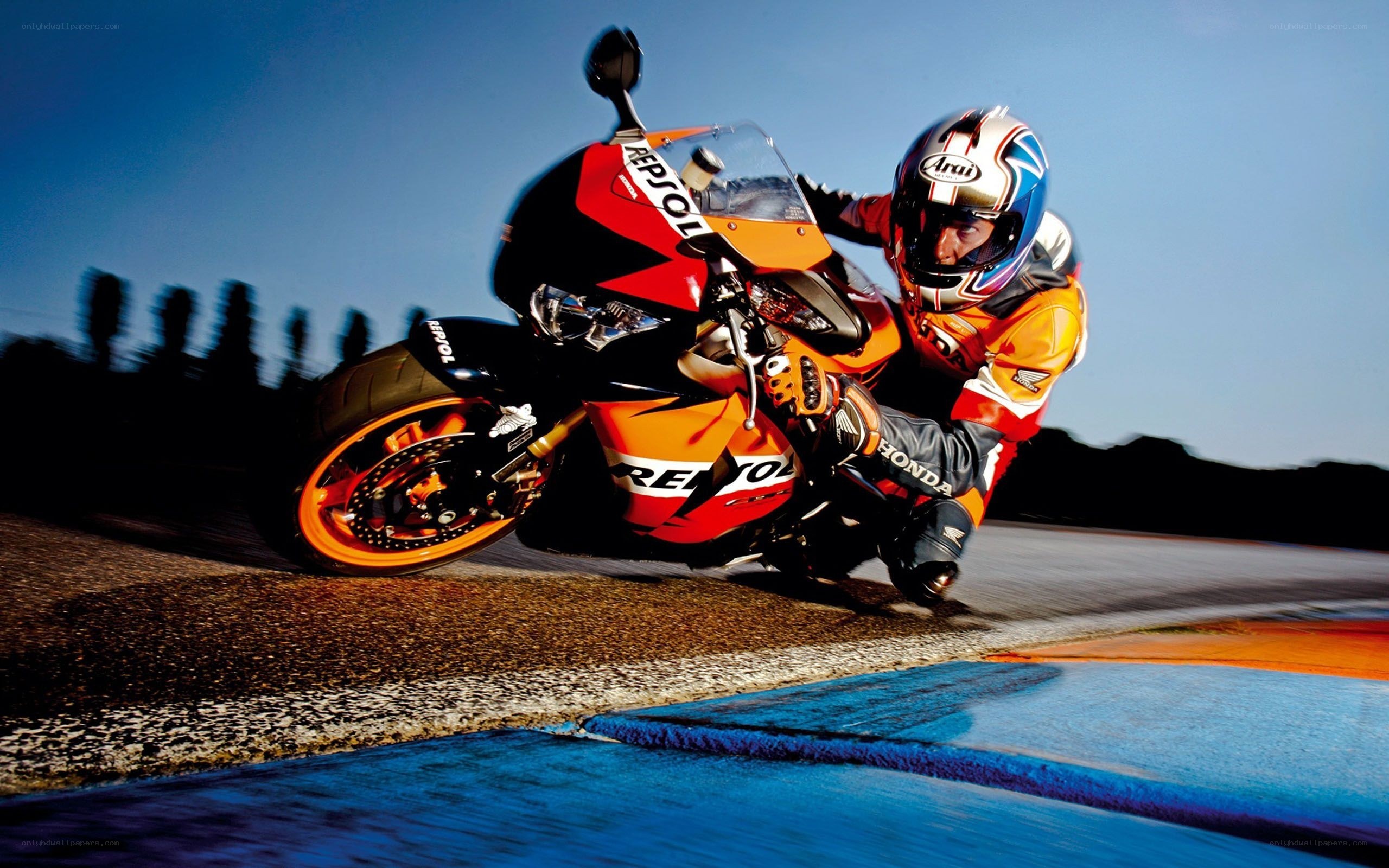 Motorcycle racer on track