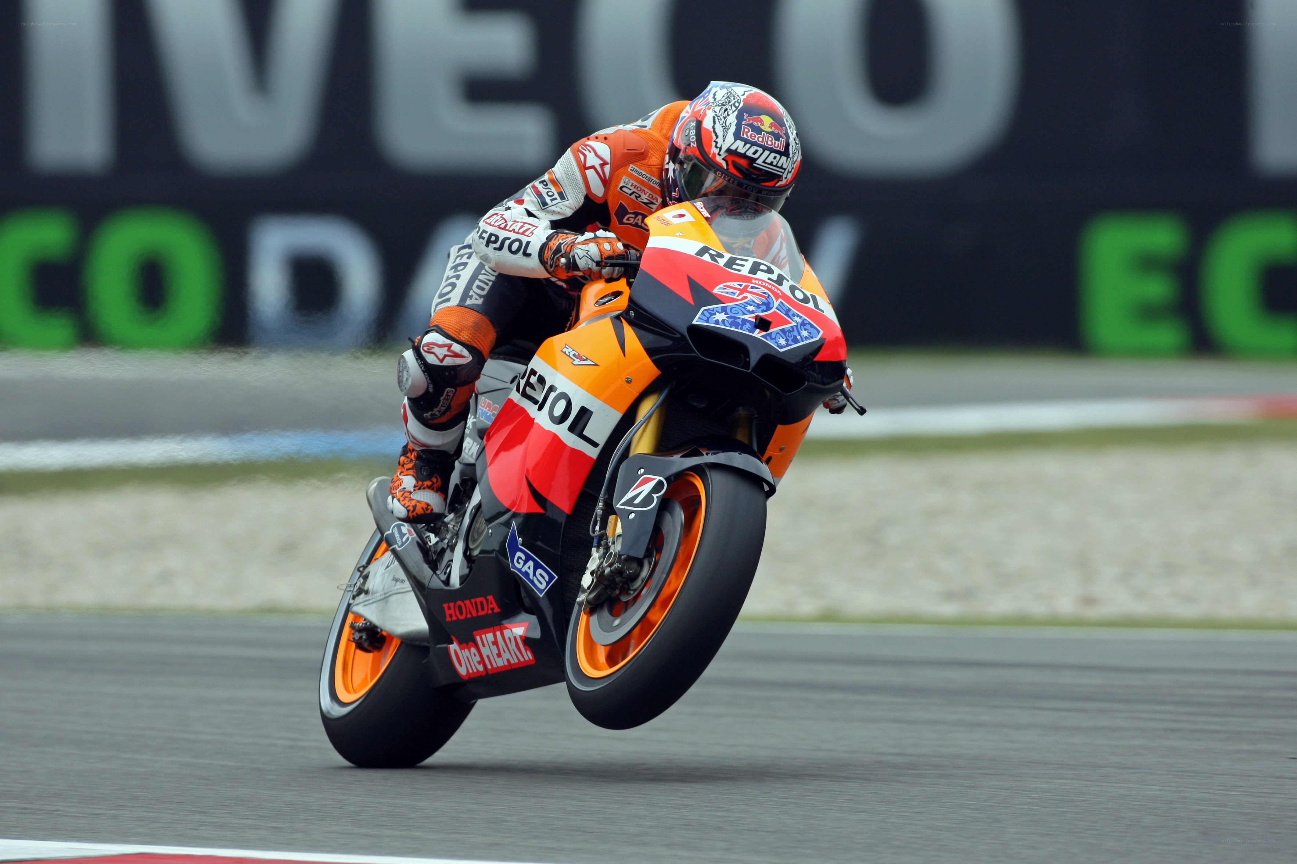 Motorcycle racer on track
