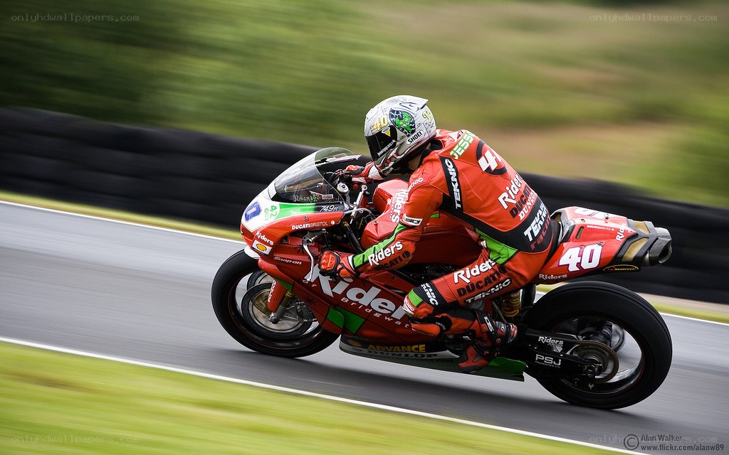 Motorcycle racer on track