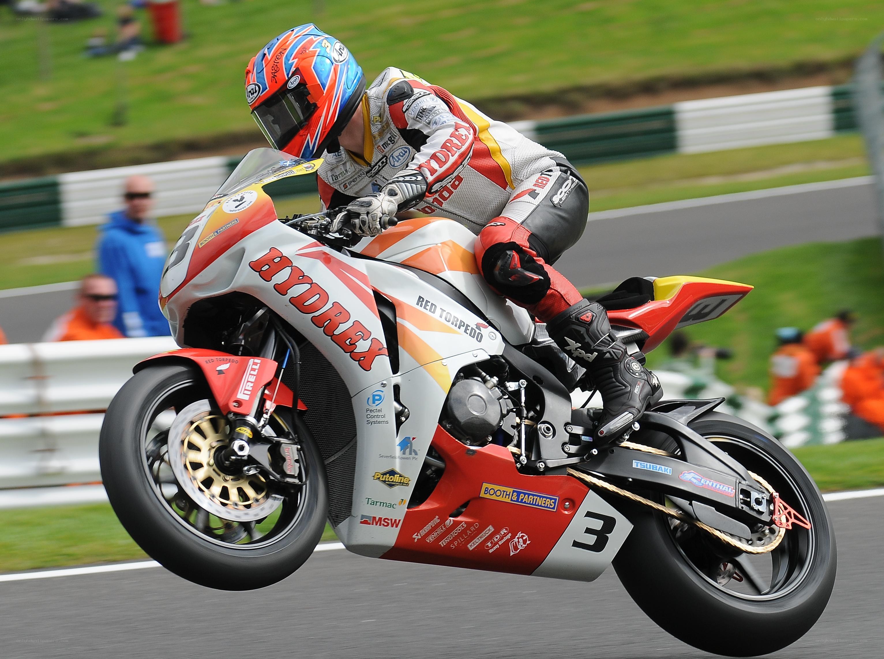 Motorcycle racer on track
