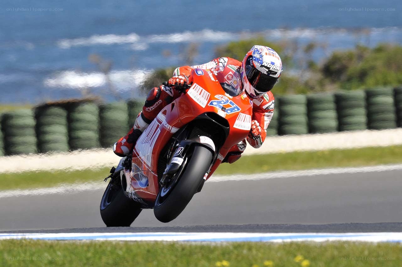 Motorcycle racer on track