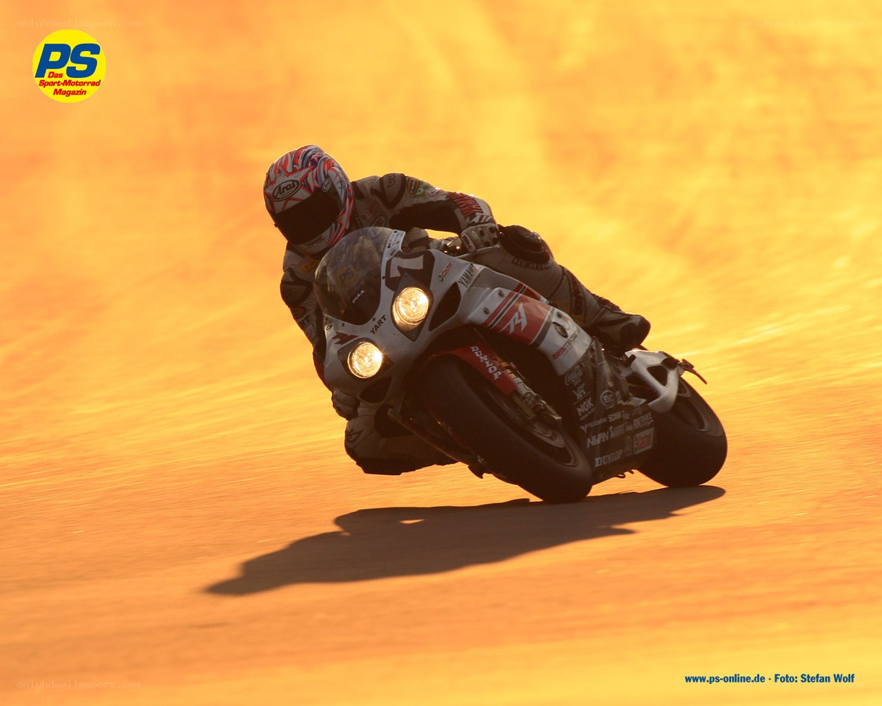 Motorcycle racer on track