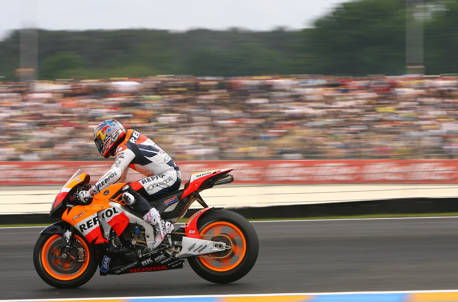 Motorcycle racer on track