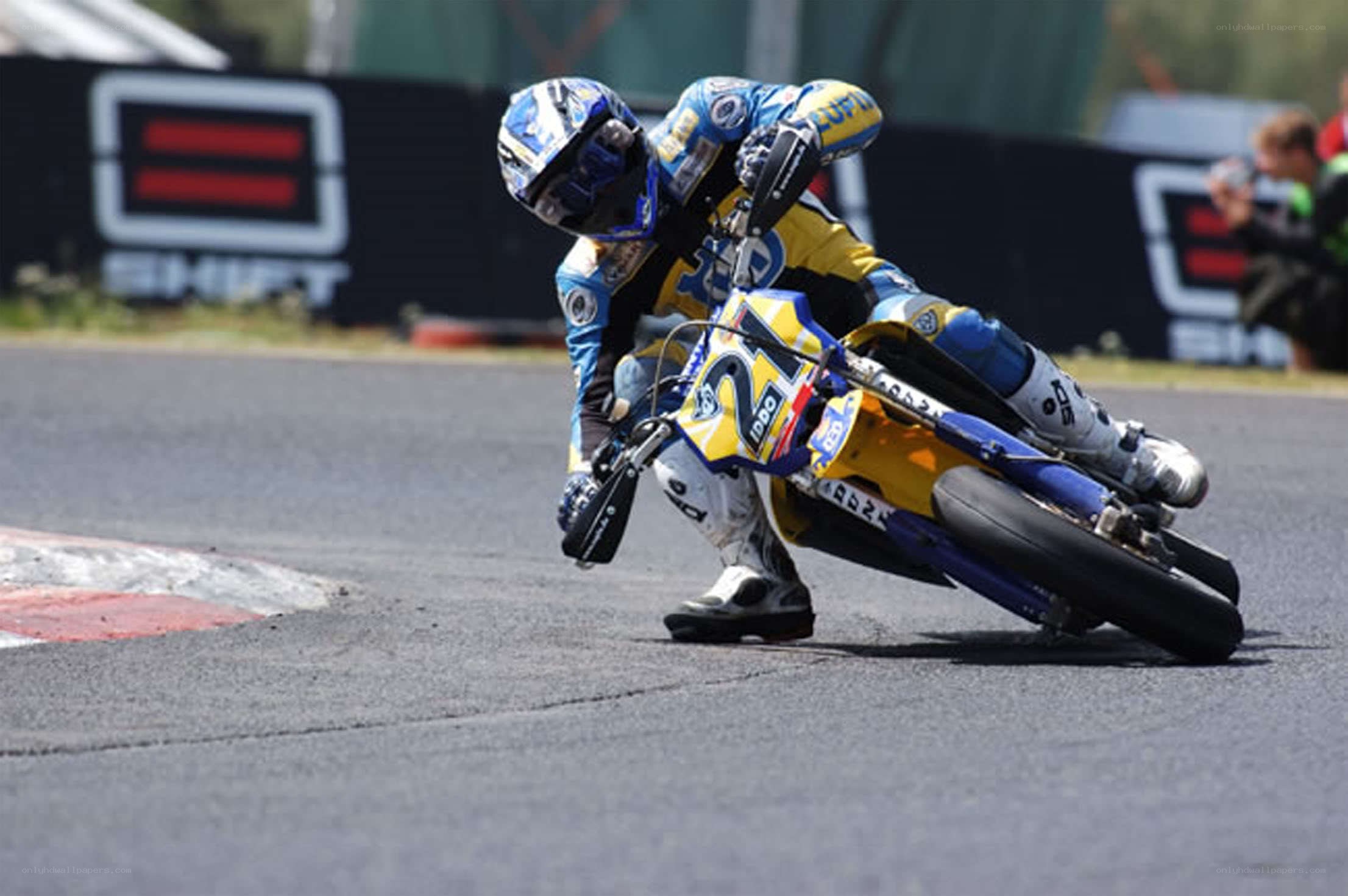 Motorcycle racer on track