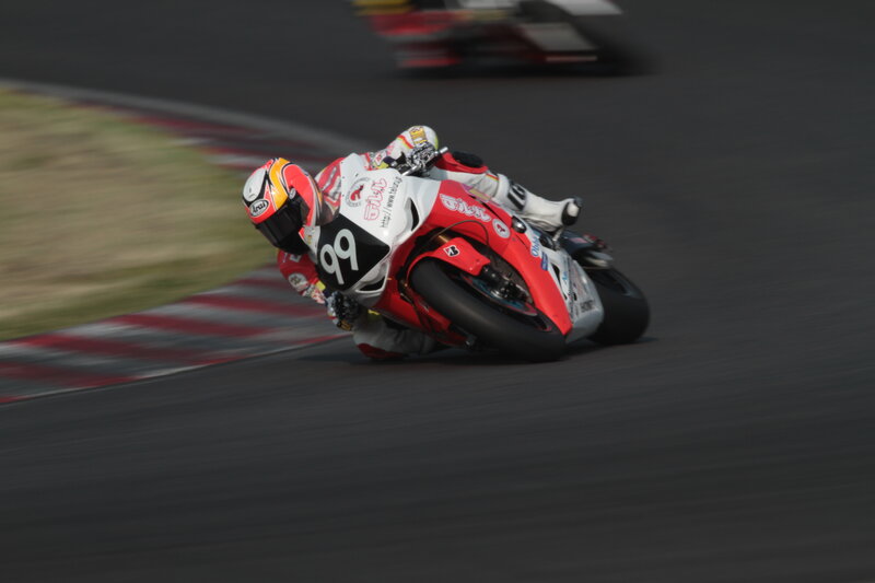Motorcycle racer on track