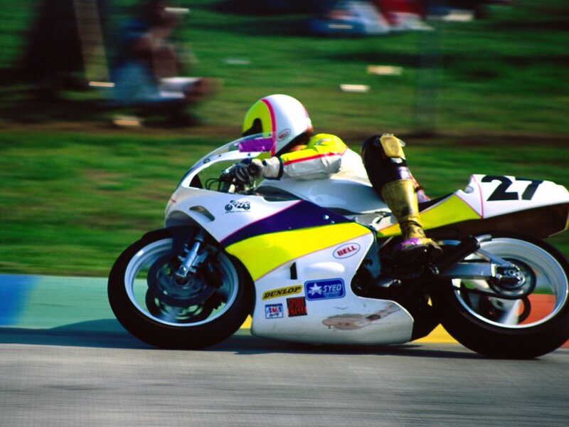 Motorcycle racer on track