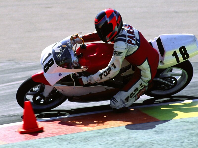 Motorcycle racer on track