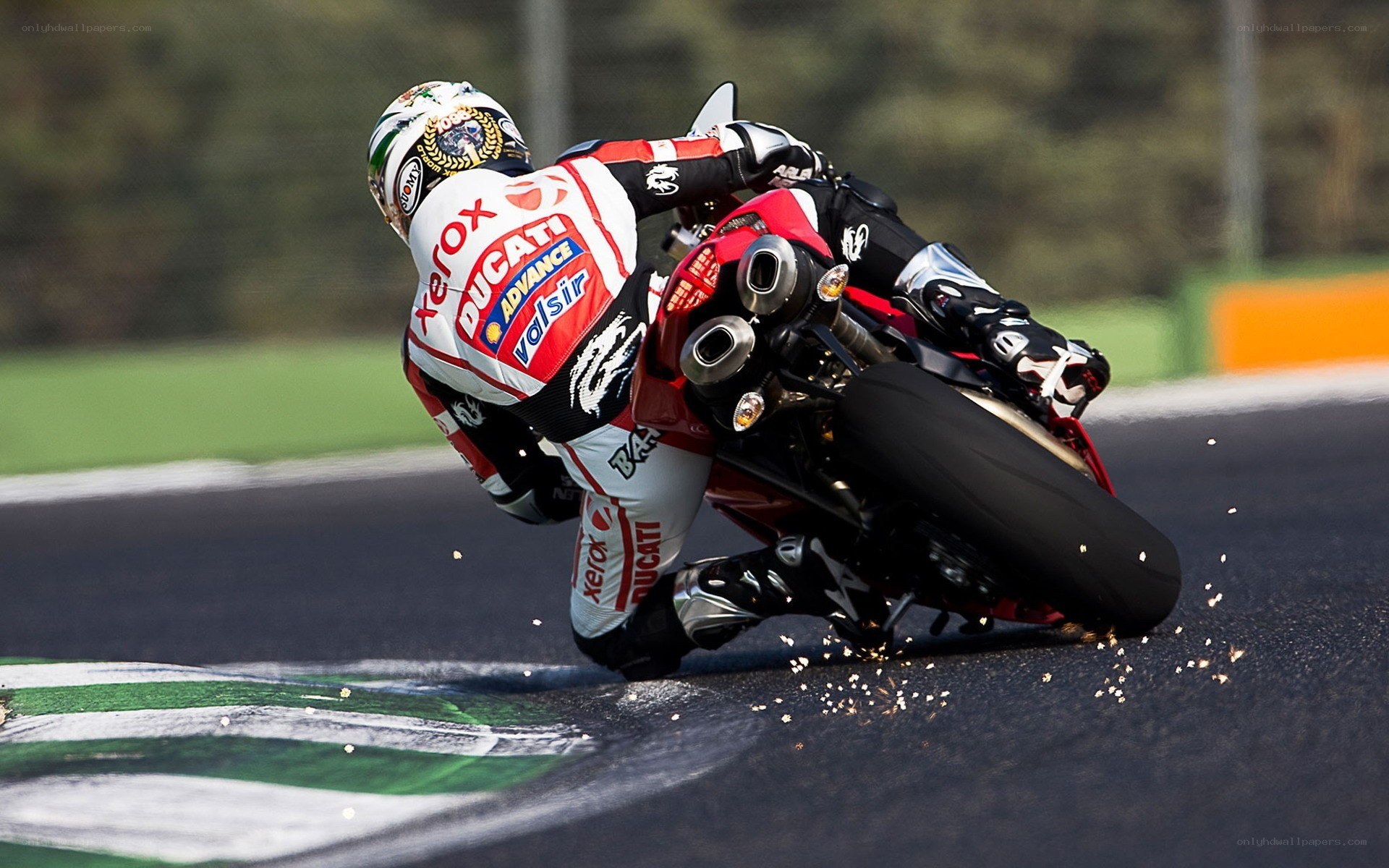 Motorcycle racer on track
