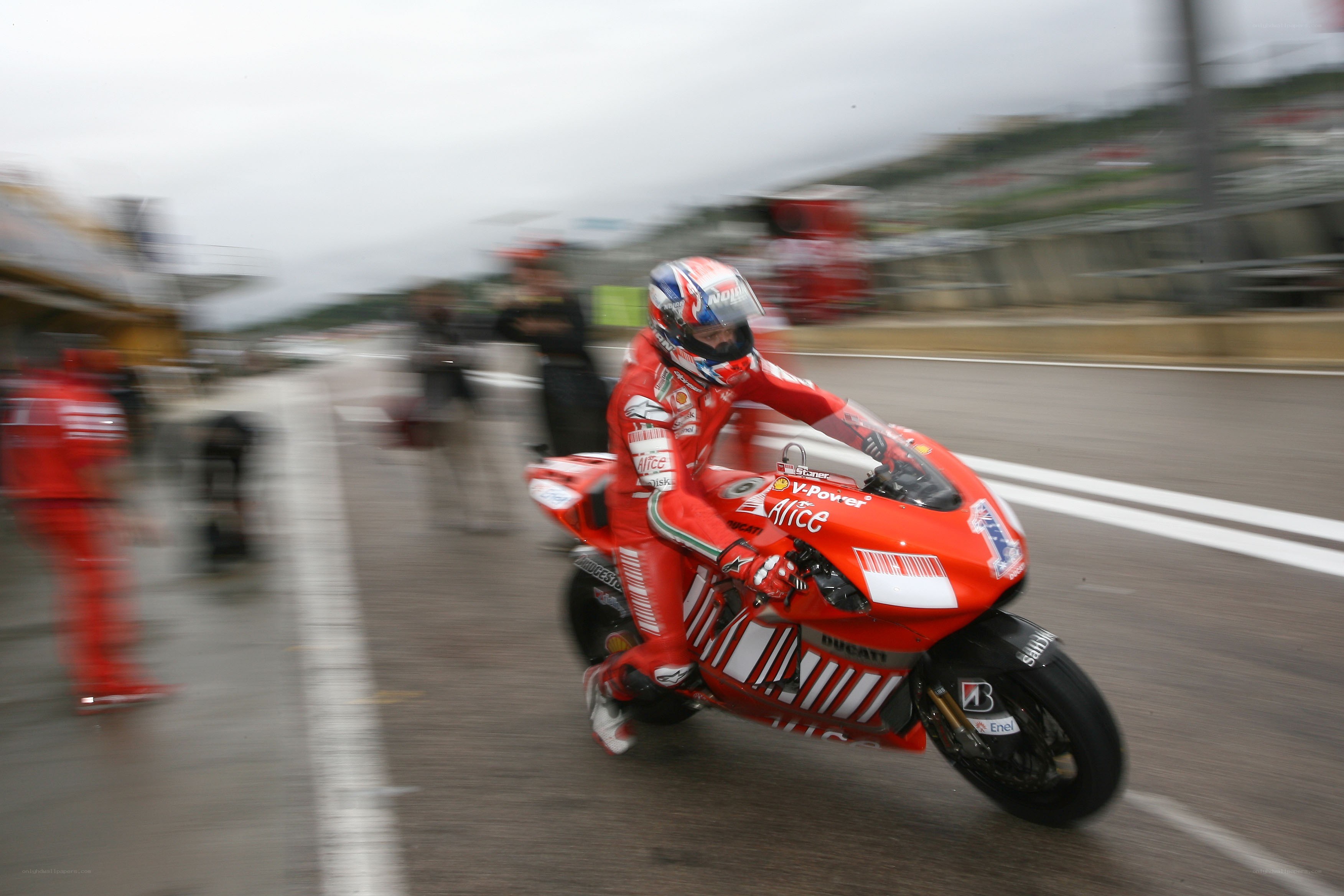 Motorcycle racer on track