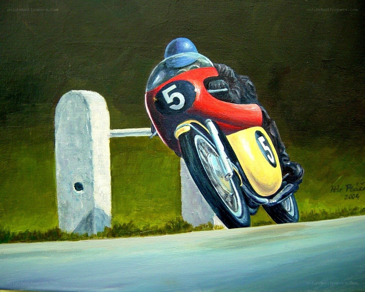 Motorcycle racer on track