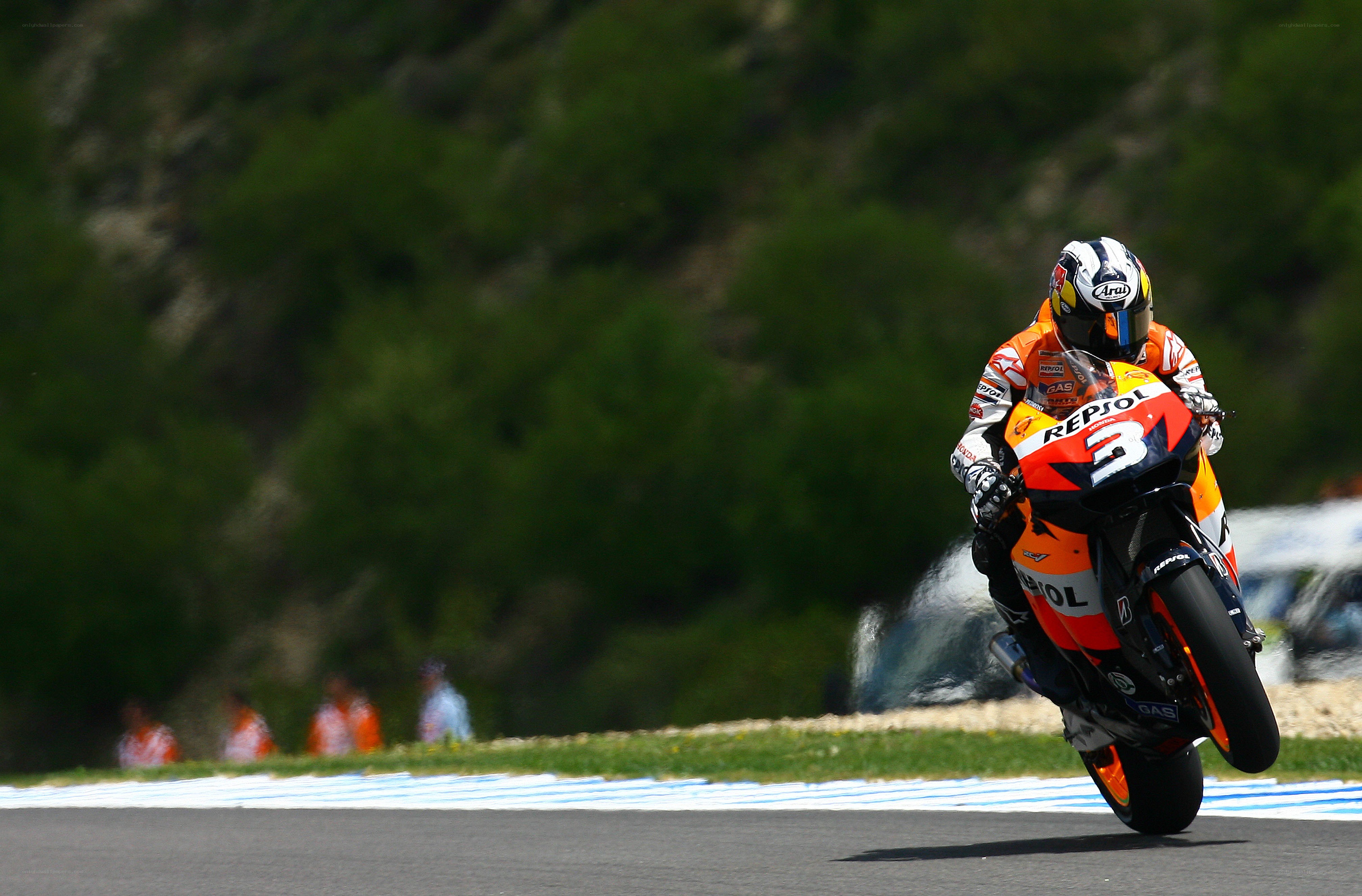 Motorcycle racer on track