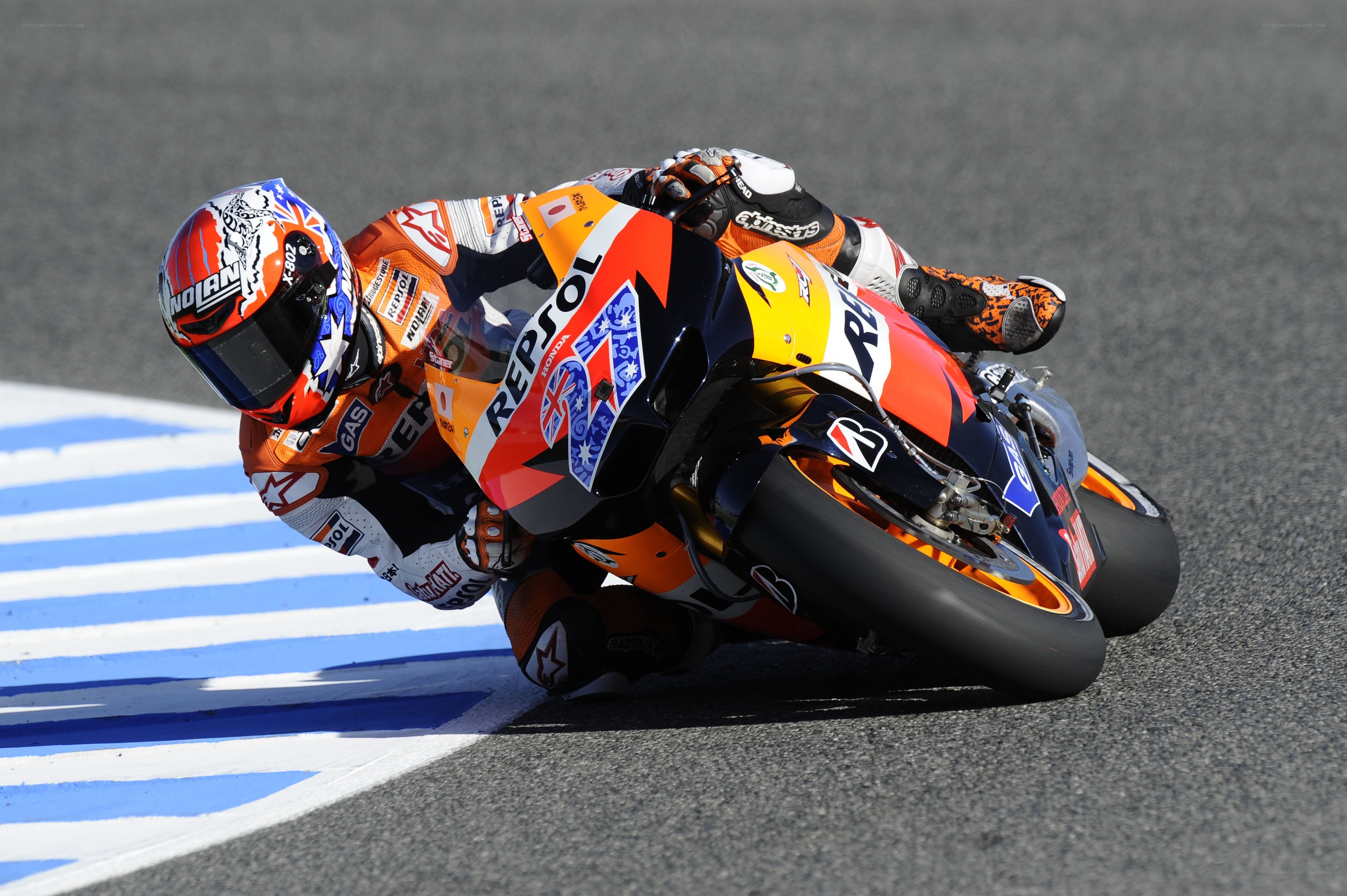 Motorcycle racer on track