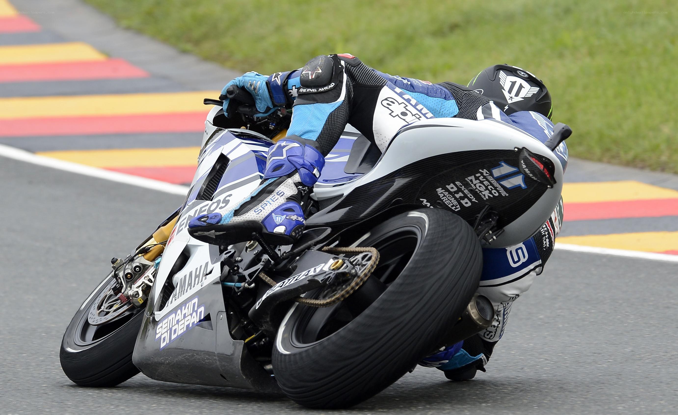 Motorcycle racer on track