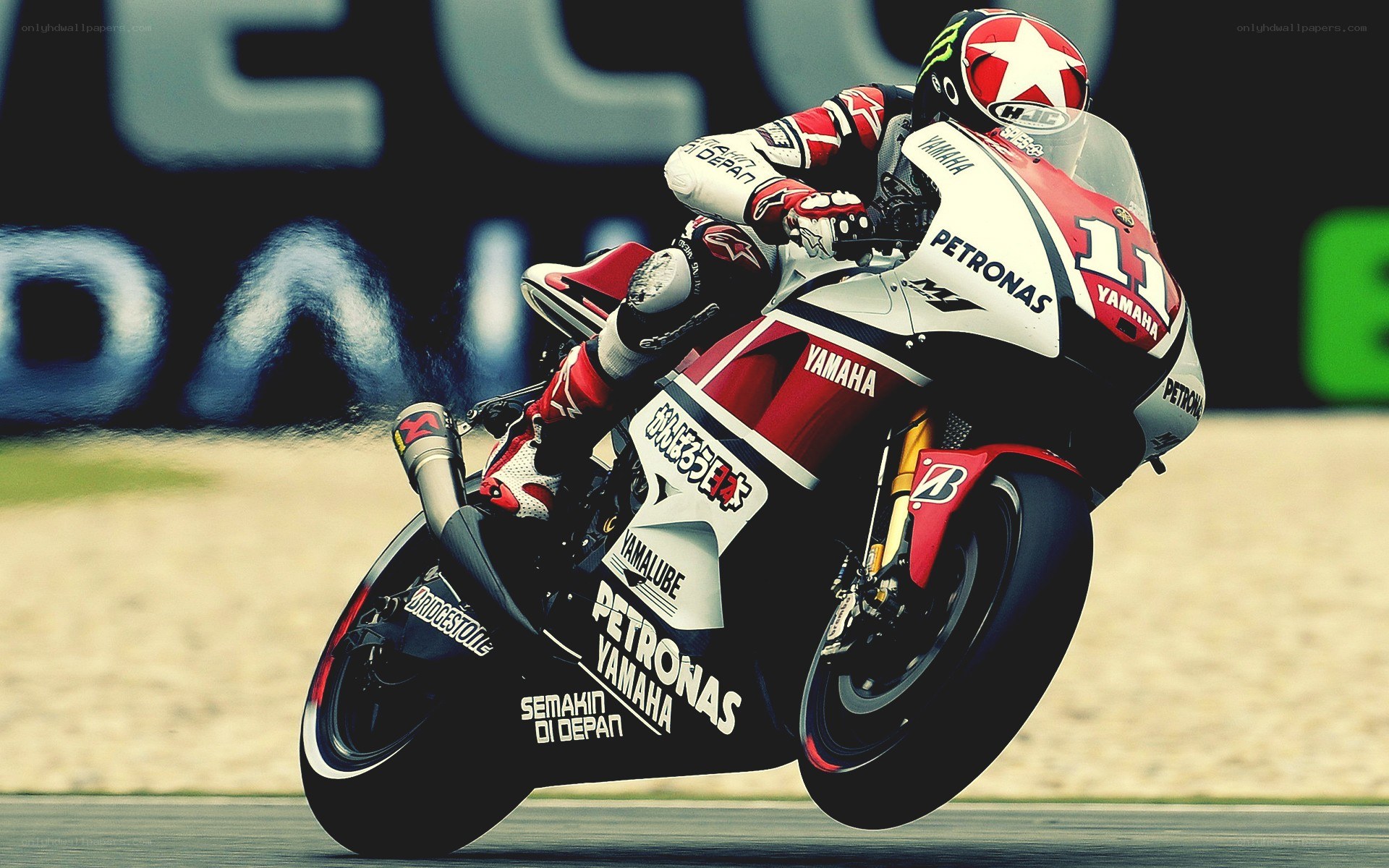 Motorcycle racer on track