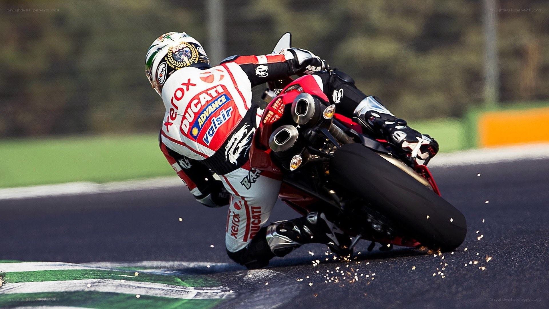 Motorcycle racer on track