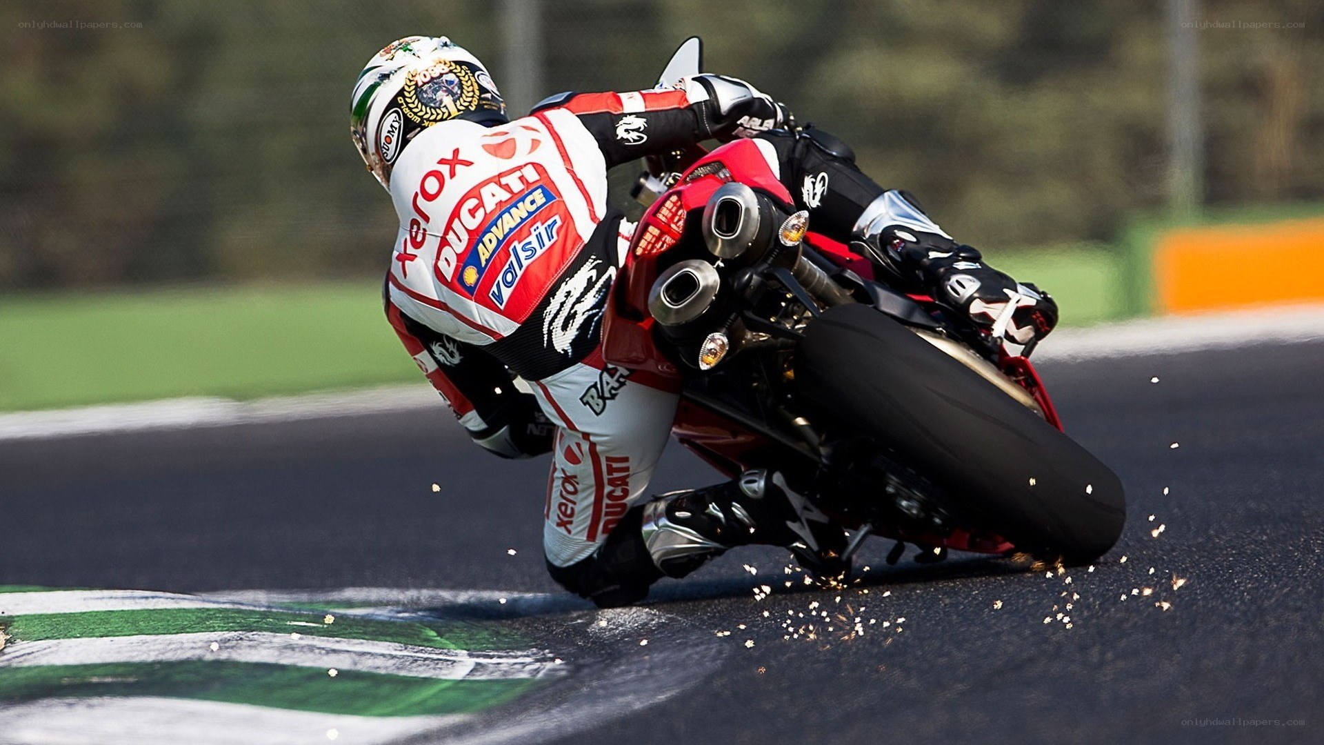 Motorcycle racer on track