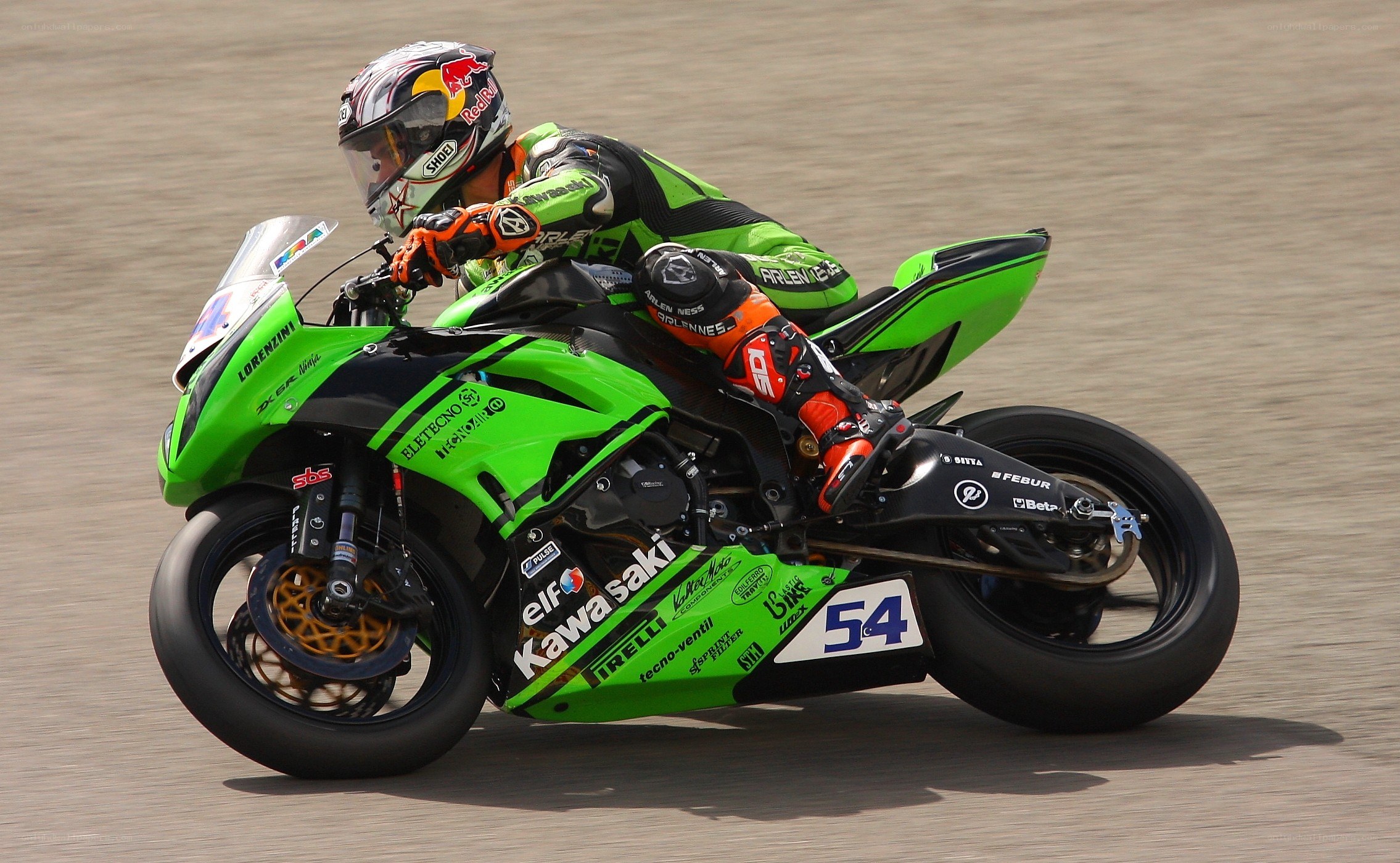 Motorcycle racer on track