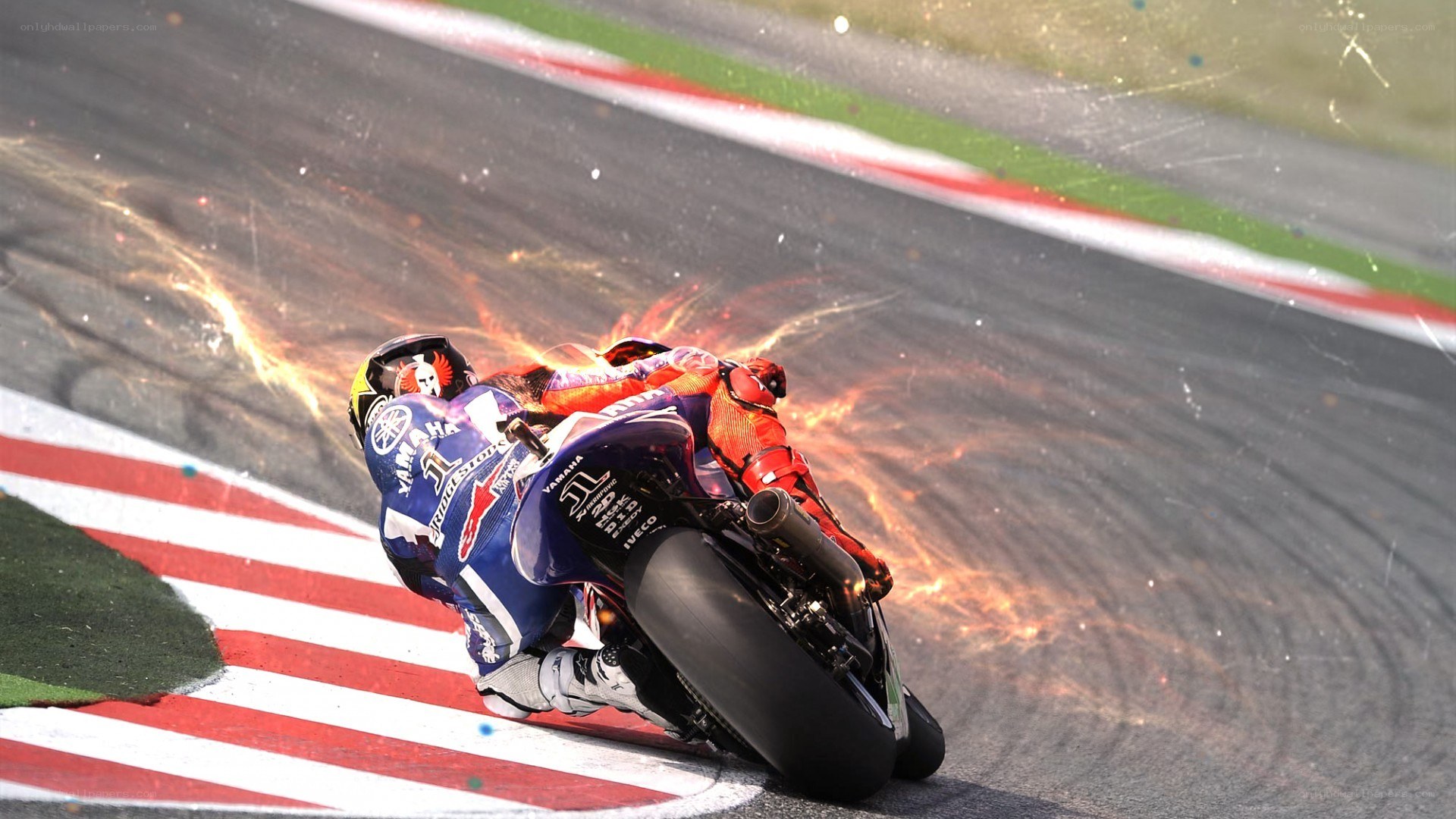 Motorcycle racer on track