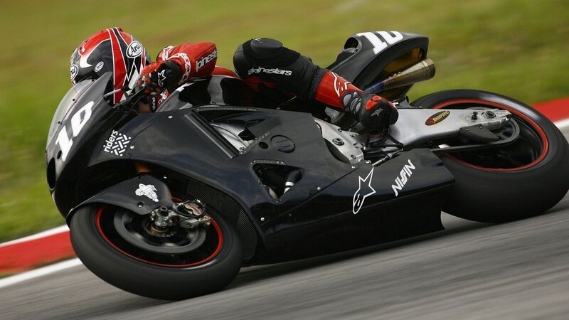 Motorcycle Racer on Track — Black, Dynamic, Photograph, Red