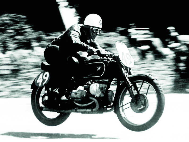 Motorcycle Racer on Track — Black, Dynamic