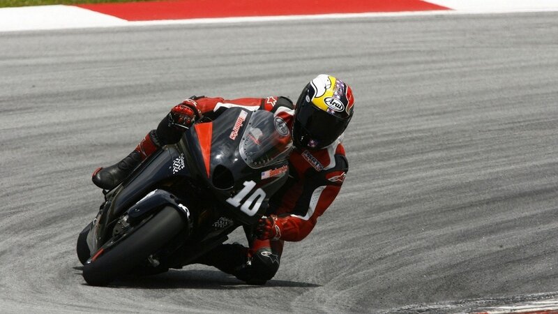 Motorcycle Racer on Track — Black, Helmet